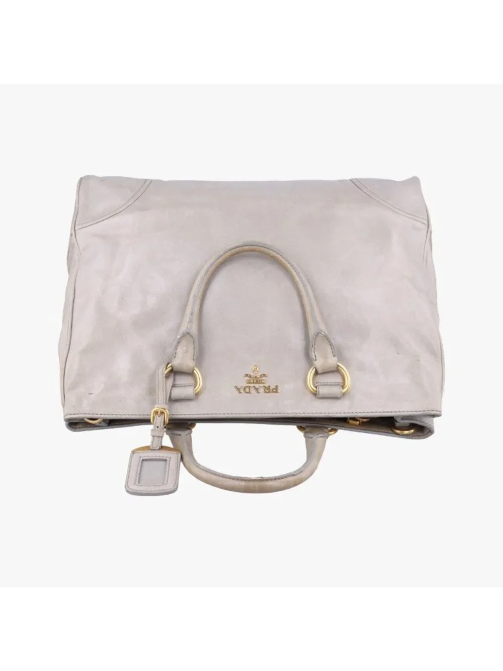 Prada Calf Shine Cles I Beige Leather Shoulder